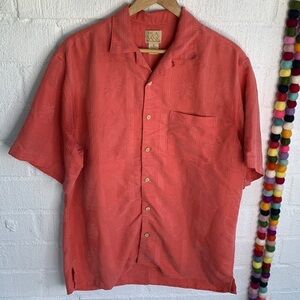 Jos. A. Bank Textured Hawaiian Peach Button Up Modal Shirt sz M